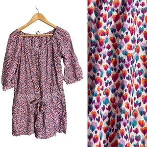 Zara silk blend print heart romper printed size smalll